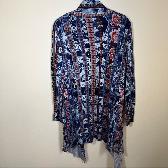 ✨ Desigual Women’s Blue Santorini Cactus Print Cardigan Sweater - Picture 12 of 16